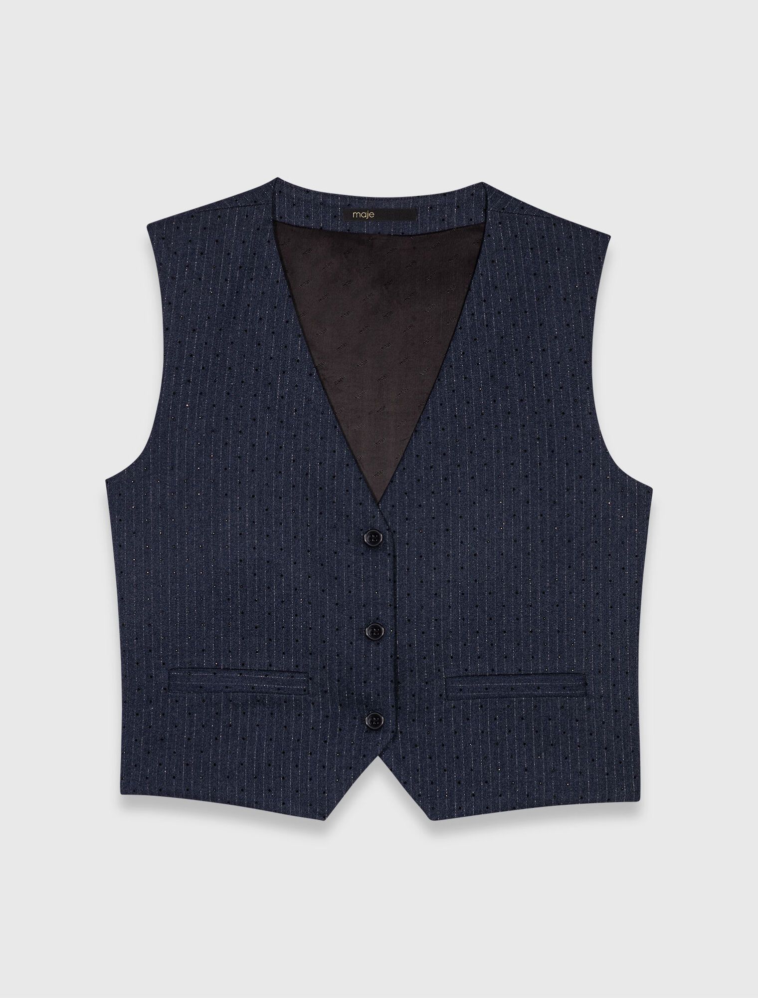 Áo gile vest kẻ sọc đính đá